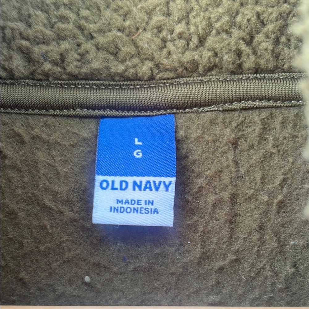 Olive green Sherpa oversized jacket - Picture 2 of 4